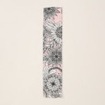 Echarpe Desenhos Florais Brancos Brancos Cor-de-Rosa Moder<br><div class="desc">Moderno, artístico, giro, e bonito preto-e-branco e você está em padrão de ilustração floral e das folhas em um fundo cor-de-rosa pincelado. ***NOTA DE DESIGN IMPORTANTE: Para qualquer solicitação de design personalizada, como solicitações de correspondência de produtos, alterações de cor, mudanças de posicionamento ou qualquer outra solicitação de alteração, clique...</div>