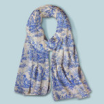 Echarpe Elegante vintage toile de jouy<br><div class="desc">Vintage retro blue toile de jouy Scarf. Melhore o seu guarda-roupa com a elegância eterno de designs antigos toile de jouy, inspirada nos padrões requintados de cenas rosa-quente francesas. Estas sofisticadas impressões Toile são uma raiva constante no momento, belas designs que trazem beleza natural e charme. Este cachecol em moda...</div>