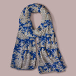Echarpe Elegante vintage, toile de jouy azul escuro<br><div class="desc">Vintage retro azul escuro toile de jouy Scarf. Melhore o seu guarda-roupa com a elegância eterno de toile de jouy vintage designs, inspirada pelos padrões requintados das cenas do campo francês. Estas sofisticadas impressões Toile são uma raiva constante no momento, belas designs que trazem beleza natural e charme. Este cachecol...</div>