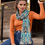 Echarpe Estilo Ocidental Turquoise Tan Floral Damask<br><div class="desc">Traga a elegância do eterno e o encanto rústico ao seu guarda-roupa com este longo cachecol de chiffon com um design de damasco floral inspirado no Ocidente. Mostrando uma paleta vibrante de turquesa, bronzeado e sotaques de marinho profundo, esta design é ideal para qualquer garota moderna. Os detalhes intrincados, que...</div>