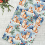 Echarpe Gatos Gengibres Bonitos Em Chiffon Festivo Bonito<br><div class="desc">Este lenço bonito é a escolha ideal para amantes de gatos no Natal. O cachecol-do-chiffão leve é padronizado com gatos-gengibre bonitos na neve de inverno,  em estilo aquarela. Um felino divertido temia acessório para a época festiva.</div>