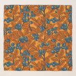 Echarpe Jardim de mirtilo, azul e laranja<br><div class="desc">Padrão desenhado à mão com ramos de mirtilo</div>