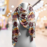 Echarpe Laranja Russo Laranja Russo Autumn Aquarela Floral<br><div class="desc">Burgundy Orange Rustic Autumn Fall Watercolor Floral Wedding Acessories Scarves Wraps Shawl apresenta um padrão floral botânico de aquarela em burgundy e laranja sobre fundo branco. Perfeito para casamentos,  madrinhas,  presente de aniversário para a mãe,  avó,  amigos e muito mais. Elaborado por ©Evco Studio www.zazzle.com/store/evcostudio</div>