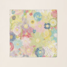 Moderno, Colorida, Primavera Floral Chiffon Scarf