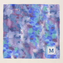 Monograma abstrato Pur azul pintado à mão da