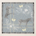 Echarpe Na moda Moderna Cinza Azul De Vintage Eclética Chi<br><div class="desc">O cachecol na moda e moderno do chiffon apresenta um design eclético da boêmia com zebras,  borboletas,  impressão leopardo e contornos florais em azul e cinzas antigos e uma elegante borda de padrão de cheque preto e branco. Desenvolvido exclusivamente para você pelo Happy Dolphin Studio.</div>