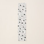 Echarpe Padrão de desenho da mão do anêmono branco preto<br><div class="desc">Padrão Desenhado da Mão de Flor Anêmica Preta e Branca. Para obter informações sobre alterações de design personalizadas pelo designer independente,  envie um email para paula@labellarue.com ANTES de personalizar ou fazer um pedido.</div>