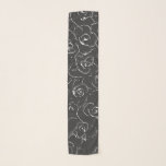 Echarpe Padrão de Desenho de Linha Botânica Elegante Preto<br><div class="desc">Um simples design botânico moderno de um sofisticado padrão de desenho de linhas florais em preto e branco.</div>