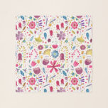 Echarpe Padrão de Hedgerow Botânico Floral de Aquarela<br><div class="desc">Uma bonito pintura aquosa moderna de flores e folhas em cores ricas do outono espalhada sobre fundo branco.</div>