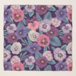 Echarpe Pansias coloridas em violeta profunda<br><div class="desc">Pansias de várias cores pintadas à mão</div>