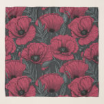 Echarpe Poppies em Viva Magenta<br><div class="desc">Padrão vetorial feito de papoilas desenhadas à mão.</div>