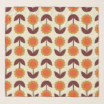 Echarpe Retro Vintage 70s Padrão Floral Laranja e Castanho<br><div class="desc">Retro Vintage 70s Padrão Floral Laranja e Castanho</div>