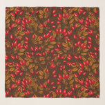 Echarpe Rose hips, brown and red<br><div class="desc">Hand-drawn pattern design with dog rose hips</div>