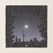 Silhueta da Cidade de Toronto Lua Cheia Céu Noturn
