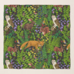 Echarpe Vida na floresta<br><div class="desc">Fauna e flora florestais pintadas à mão</div>