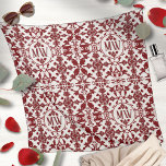Echarpe Vintage Damask Monograma<br><div class="desc">Este elegante padrão burgundy e branco apresenta um clássico design damasco com ornamentados florais e corações decorativos em torno de um monograma personalizado. O arranjo simétrico de inspiração vitoriana cria um aspecto eterno perfeito para travesseiros de decoração, camas, cortinas de chá e conjuntos de banheiro. Também destacando acessórios técnicos como...</div>