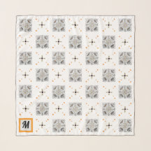 Xale Floral Desenhado à Mão com Rabiscos