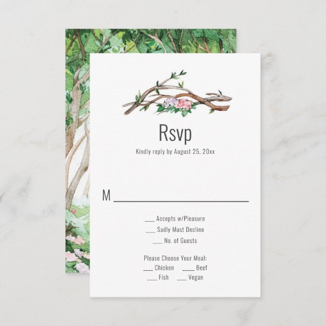 Eclectic Romance - Woodland Path Wedding RSVP (Frente/Verso)