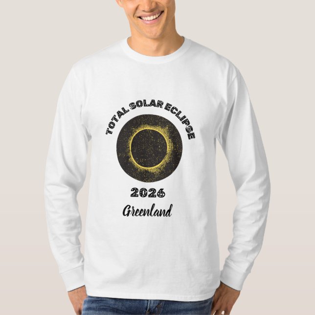 Eclipse Solar Total 2026 Camisa Masculina Manga Lo (Frente)