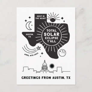 Eclipse Solar Total Austin Texas Cartão Postal