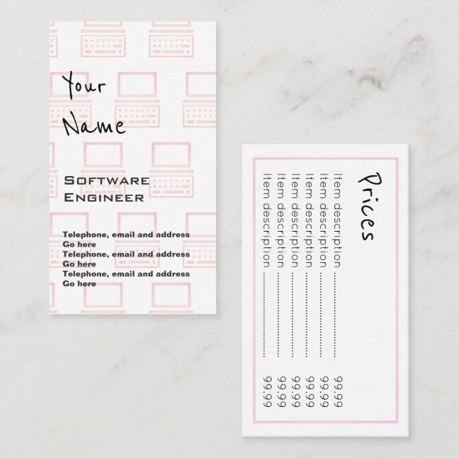 "Ecoa" cartões de preço da Software Engineer (Frente/Verso)