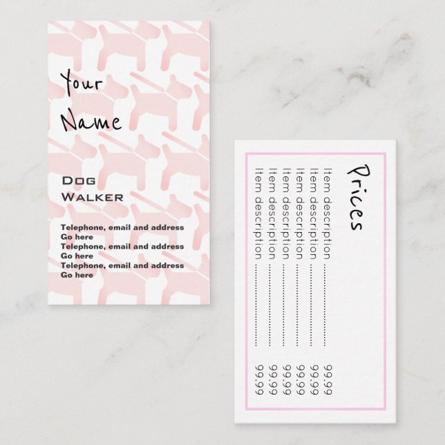 "Ecoa" cartões de preço do caminhante do cão (Frente/Verso)