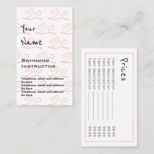 "Ecoa" cartões de preço do instrutor da nataçã