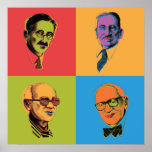 Econ Poster - Mises, Hayek, Rothbard, Friedman<br><div class="desc">Quatro economistas que amam o mercado livre,  um pop de arte poster.</div>
