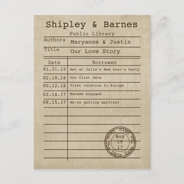 Economias velhas do cartão de biblioteca do tempo (Frente)