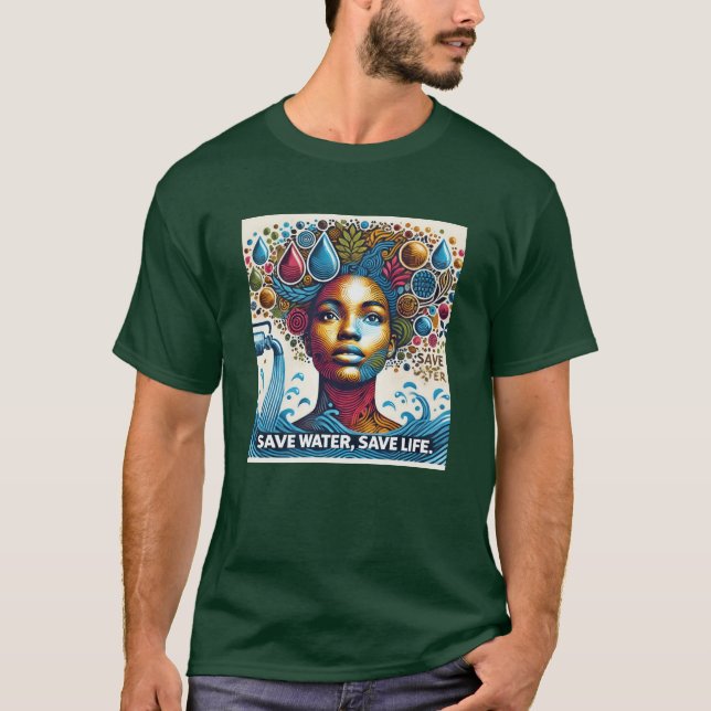 Economize água, salve a vida - Camisa de conservaç (Frente)