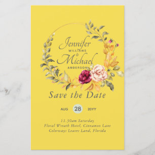 Economize As Datas Floral Wreath BUDG