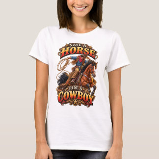Economize um cavalo monte um cowboy Camiseta