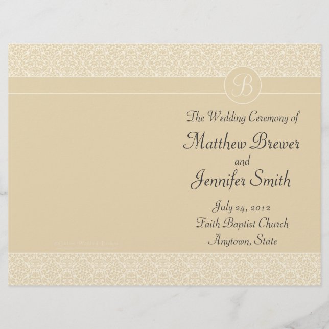 Ecru Wedding Order & Ceremony Program (Frente)
