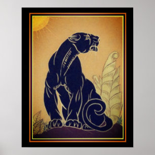 Ed Rudy Art Deco Black Panther Impressão 16 x 20