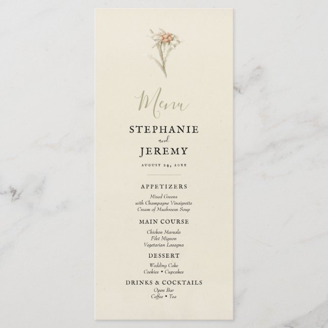 Edelweiss Vintage Floral Menu (Frente)