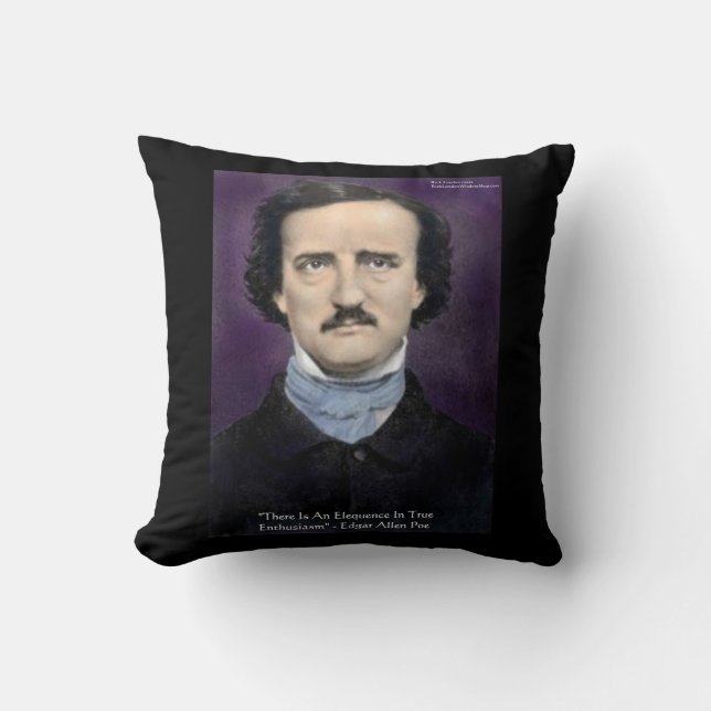 Edgar Allan Poe "Entusiasmo" Almofada de Arremesso (Frente)