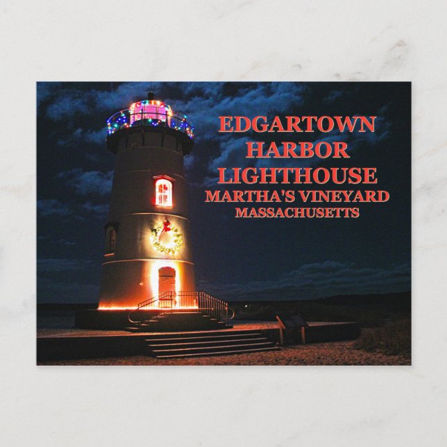 Edgartown Harbor Lighthous, cartão postal de Massa (Frente)