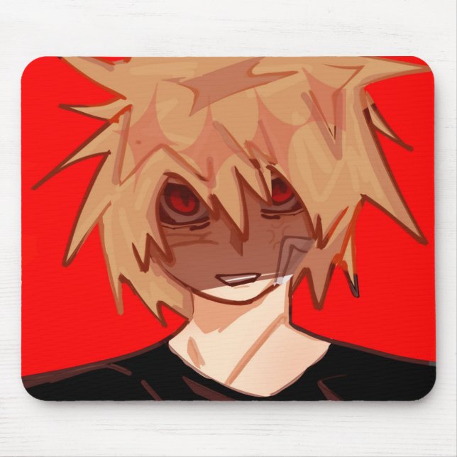 Edgy Anime Boy Aesthetic Mousepad - Red & Black Gr (Frente)