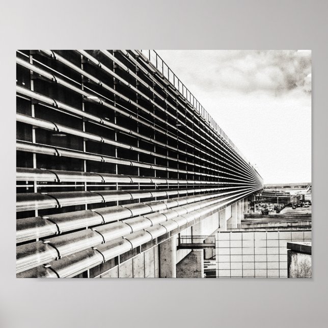 Edifício industrial Poster A4 preto e branco (Frente)