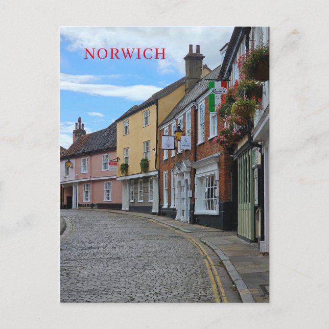 Edifícios coloridos Norwich veem cartão postal (Frente)