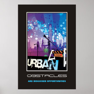 Edifícios urbanos Obstáculos motivados poster