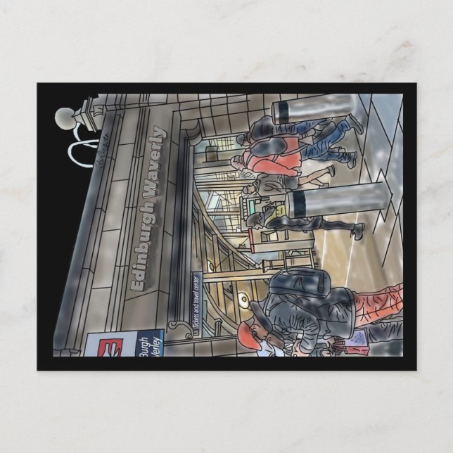 Edinburgh, cartão postal da Estação de Waverley na (Frente)