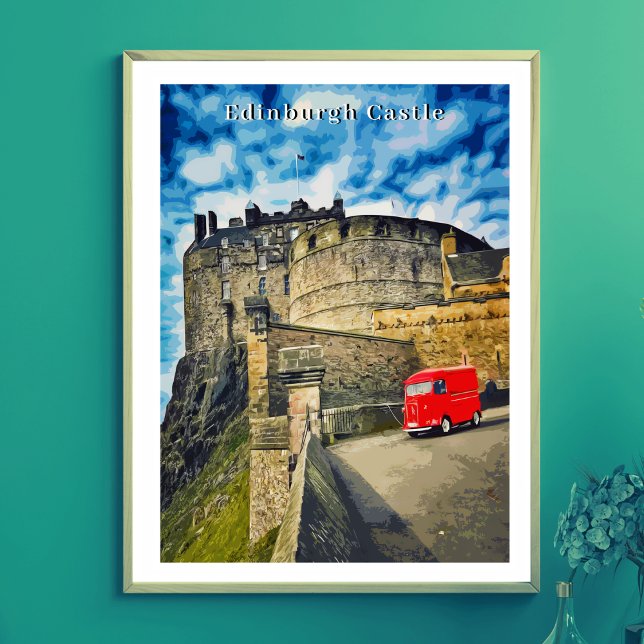 Edinburgh Castle Scotland Retro Style Poster (Criador carregado)