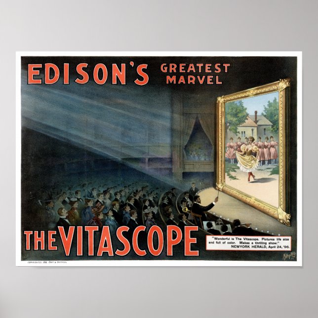 Edison O Poster vintage Restaurado Vitascope 1896 (Frente)