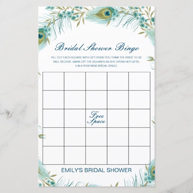 Editable Bridal Bingo Bridal Shower Game PRINTED (Frente)