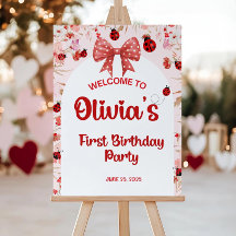 Editable Lady Bug Birthday Welcome Sign Little Bug