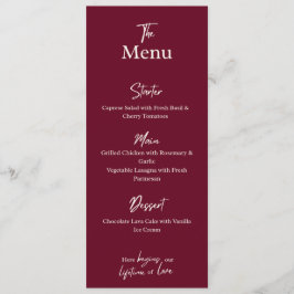 Editable Maroon Wedding Flat Menu Card 