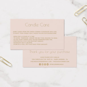 Editable Soy Candle Care Card with logoBlush