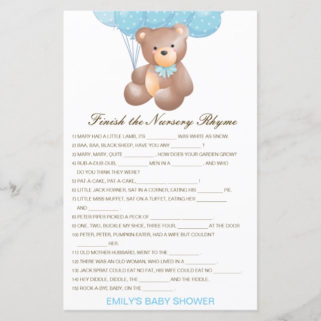 Editável Complete a Rima Infantil com Resposta (Frente)