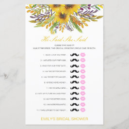 Editável Ele Disse Que Disse Jogo De Chá de casame